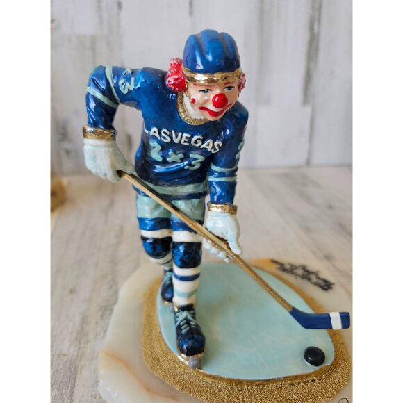Ron Lee clown hockey player vintage limited 2000 gold figurine statue three of 9 - Picture 2 of 8